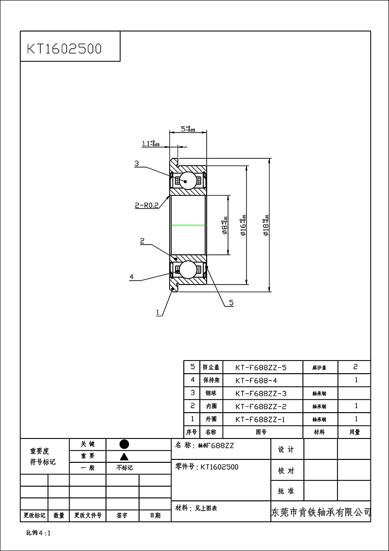 KT1602500-轴承F688ZZ