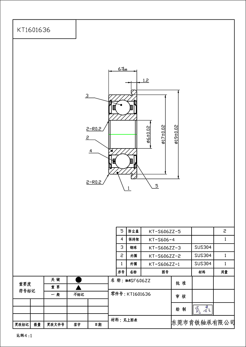 KT1601636-轴承SF606ZZ